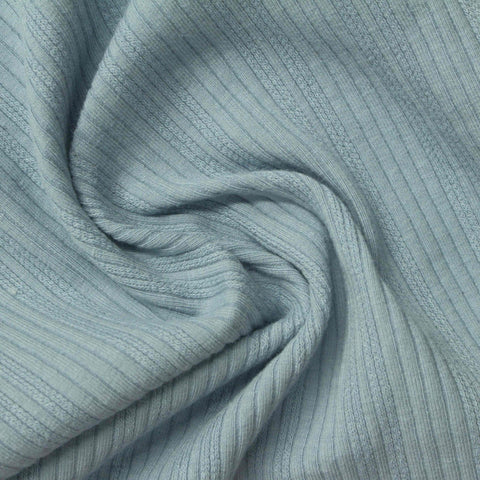 Cotton Stretch Rib Knit Fabric, 290 gsm — Blue