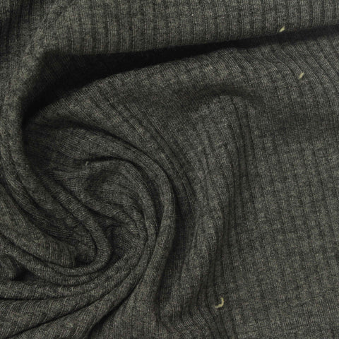 Dark Grey Heather Rib Knit, Poly-Viscose