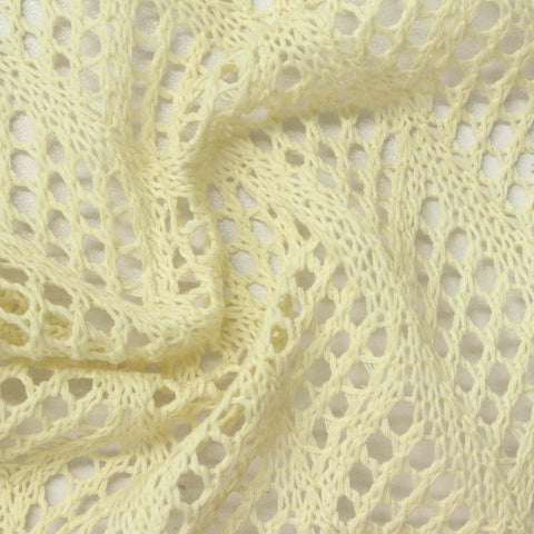 Light Yellow Openwork-Diamond Pointelle Knit, Poly-Cotton