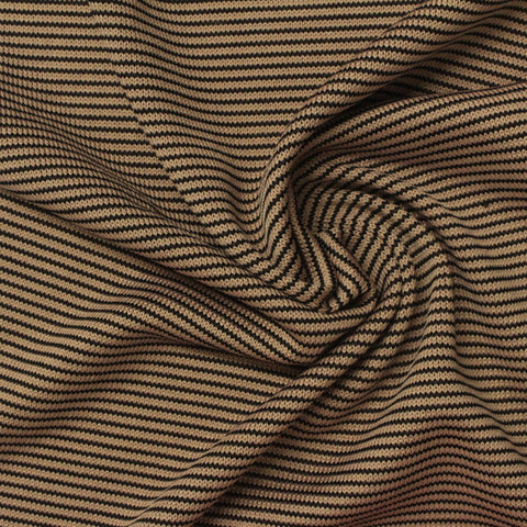 Black Horizontal-Stripe Chunky Knit, Polyester, 200 gsm