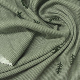 Floral Viscose Stretch Rib Knit Fabric, 262 gsm, 130 cm — Green — photo 2
