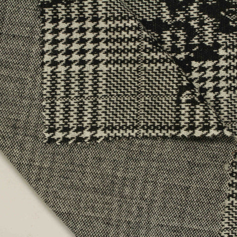 Black Houndstooth Jacquard, Polyester, 270 gsm, 166 cm