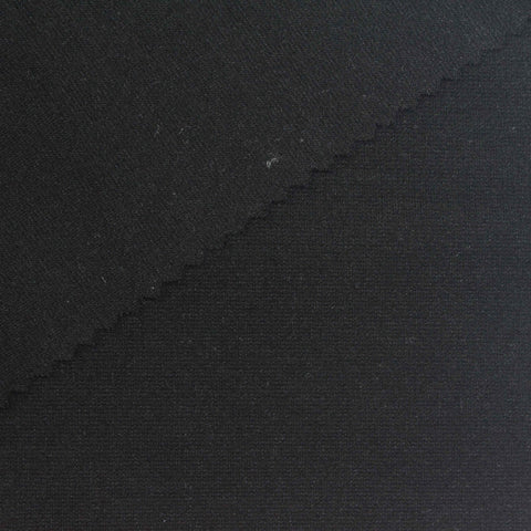 Viscose Nylon Stretch Ponte Knit Fabric, 345 gsm, 155 cm — Black, ref EF-272255