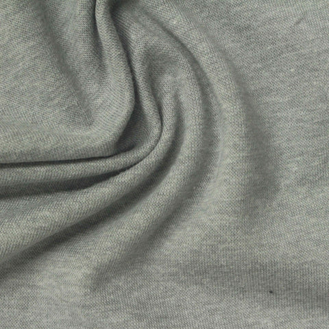 Heather Grey Marl Rib Knit, Cotton-Poly, 280 gsm, 175 cm
