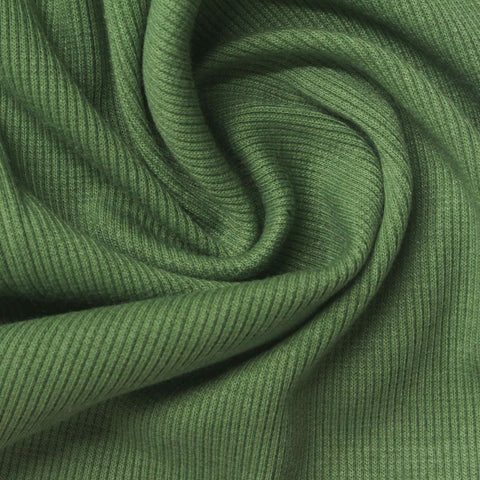 Green Ribbed Rib Knit, Poly-Cotton