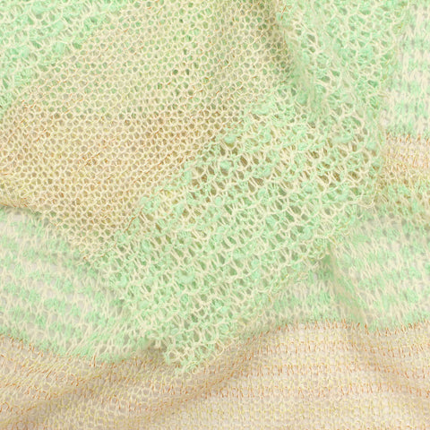 Striped Viscose Polyester Metallic Stretch Knit Fabric, 113 gsm, 160 cm — Khaki