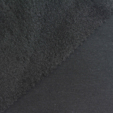 Polyester Cotton Stretch Velvet Fabric, 450 gsm, 165 cm — Black