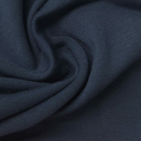 Brushed Modal Polyester Stretch French Terry Fabric, 300 gsm, 168 cm — Navy