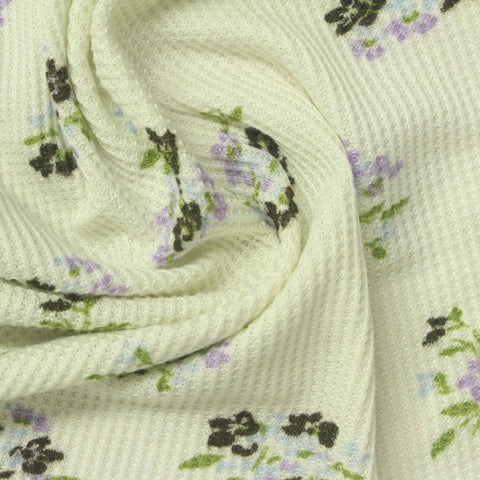 Purple Floral Waffle Knit, Polyester