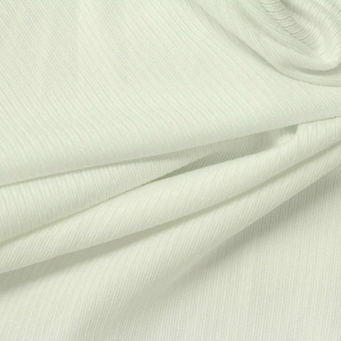White Ribbed Rib Knit, Polyester