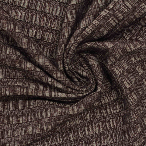 Dark Brown Bands Rib Knit, Cotton-Poly
