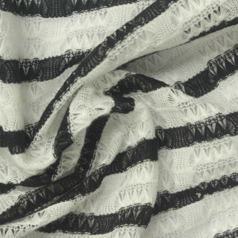 Black Horizontal-Stripe Chunky Knit, Polyester, 140 gsm