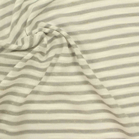 Light Grey Horizontal-Stripe Jersey Knit, Polyester, 140 gsm