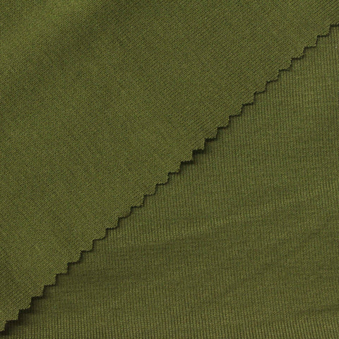 Polyester Cotton Blend Stretch Rib Knit Fabric, 220 gsm, 180 cm — Green