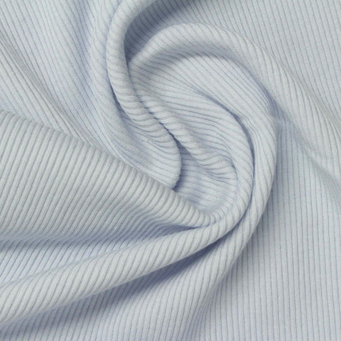 Light Blue Vertical-Stripe Rib Knit, Cotton-Modal