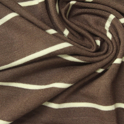 Brown Stripe Jersey Knit, Viscose