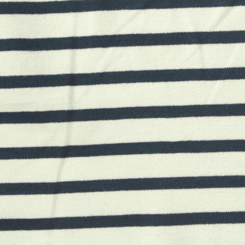 Navy Horizontal-Stripe Jersey Knit, Viscose, 180 gsm, 150 cm