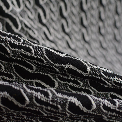 Jacquard Polyester Cotton Blend Stretch Knit Fabric, 536 gsm, 174 cm — Black