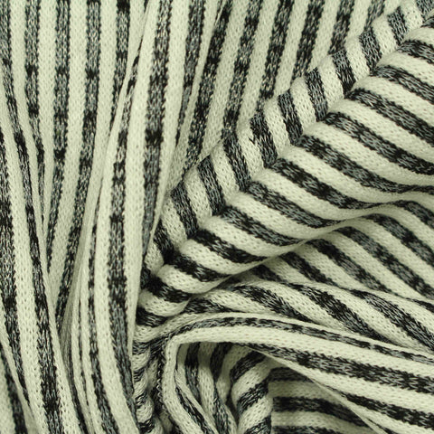 Cream Stripe Chunky Knit, Viscose-Poly