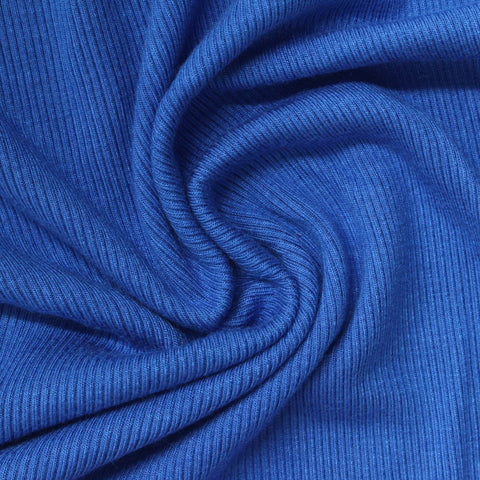 Viscose Stretch Rib Knit Fabric, 265 gsm, 112 cm — Blue