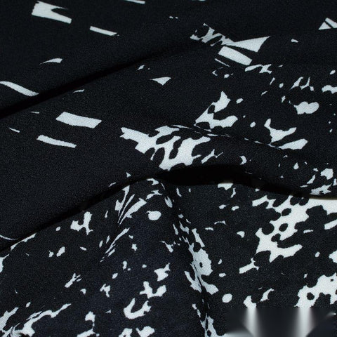 Black Abstract Linen-Look