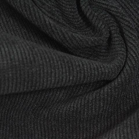 Black Ribbed Rib Knit, Polyester