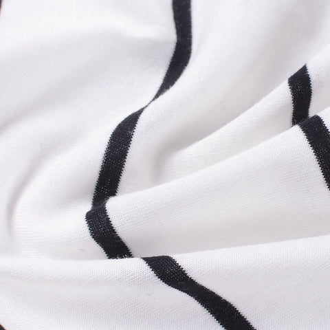 Black Horizontal-Stripe Jersey Knit, Cotton, 131 gsm