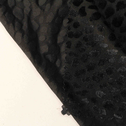 Black Tone-on-Tone Animal Print Mesh, Polyester