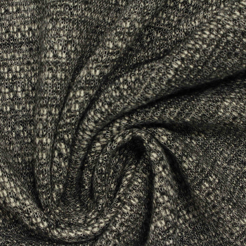 Black Marl French Terry, Viscose-Poly, 182 gsm