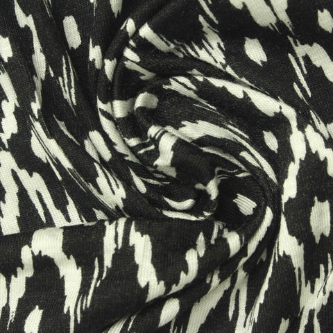 Black Abstract-Ikat Knit, Viscose