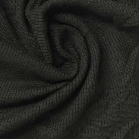 Charcoal Rib Knit, Poly-Cotton