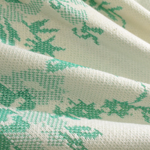 Light Green Floral Interlock Knit, Polyester