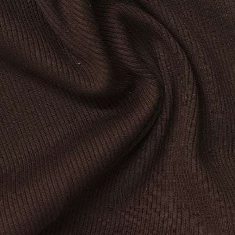 Cotton Stretch Rib Knit Fabric, 277 gsm, 142 cm — Brown