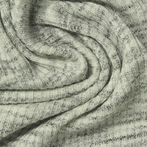 Dark Grey Marl Rib Knit, Poly-Viscose, 298 gsm