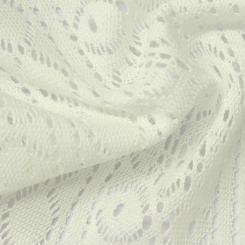Off-White Eyelet Crepe, Poly-Cotton