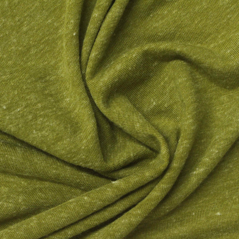 Olive Marl Jersey Knit, Poly-Linen