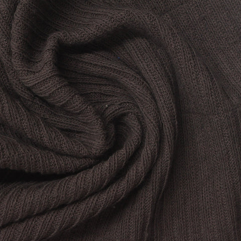 Cotton Stretch Rib Knit Fabric, 240 gsm, 140 cm — Brown