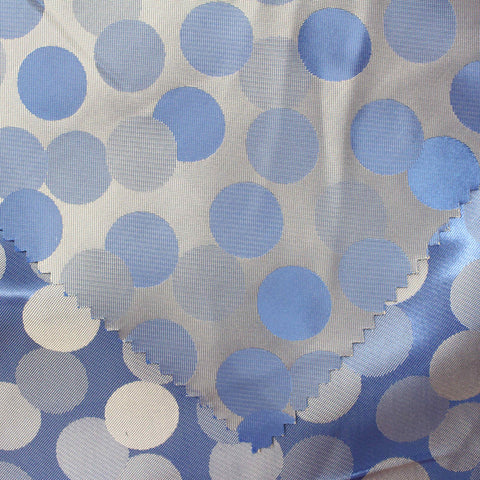 Silver-Blue Dots Jacquard, Poly-Viscose