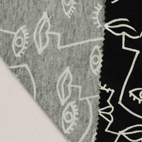 Jacquard Viscose Stretch Knit Fabric, 190 gsm, 152 cm — Black