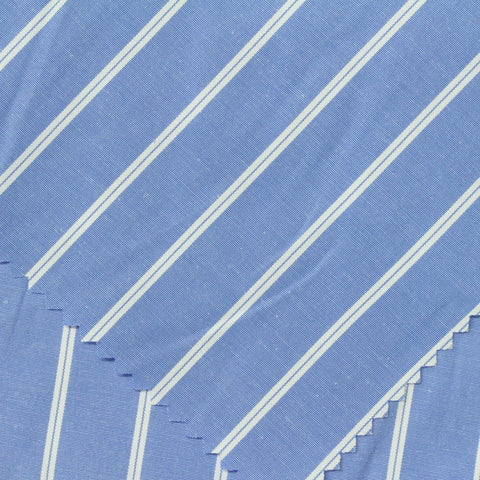 Blue Vertical-Stripe Woven, Poly-Cotton