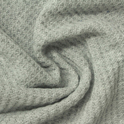 Heather Polyester Cotton Stretch Waffle Knit Fabric, 280 gsm, 165 cm — Grey