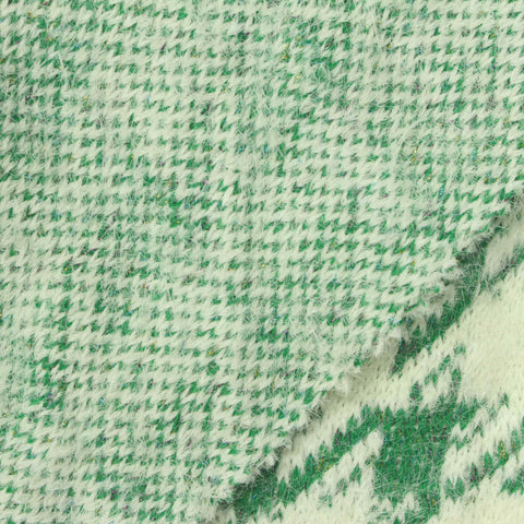 Green Houndstooth Chunky Knit, Nylon-Poly