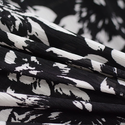 Black Floral Rib Knit, Polyester, 200 gsm