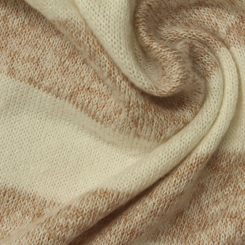 Cream Horizontal-Stripe Chunky Knit, Viscose-Poly, 188 gsm