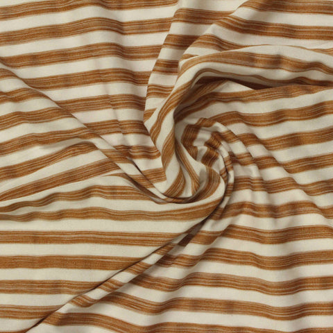 Brown Horizontal-Stripe Jersey Knit, Polyester, 112 gsm