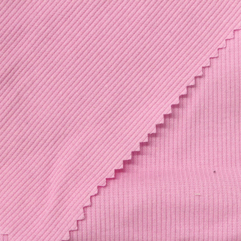 Cotton Polyester Stretch Rib Knit Fabric, 215 gsm, 130 cm — Pink