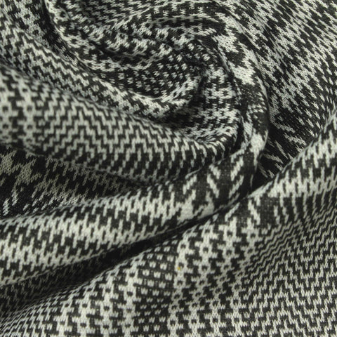 Black Houndstooth Interlock Knit, Polyester, 240 gsm