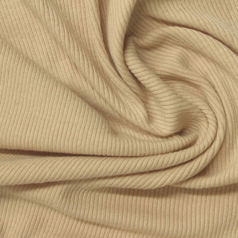 Beige Ribbed Rib Knit, Poly-Viscose