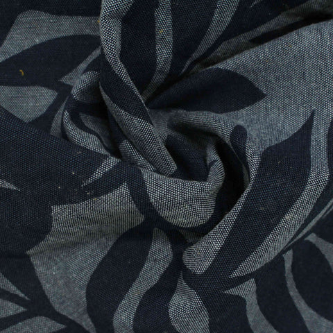 Navy Leaf Oxford, Cotton-Poly