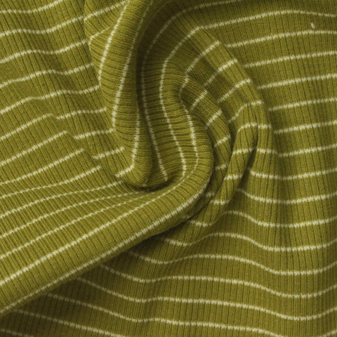 Olive Horizontal-Stripe Rib Knit, Cotton